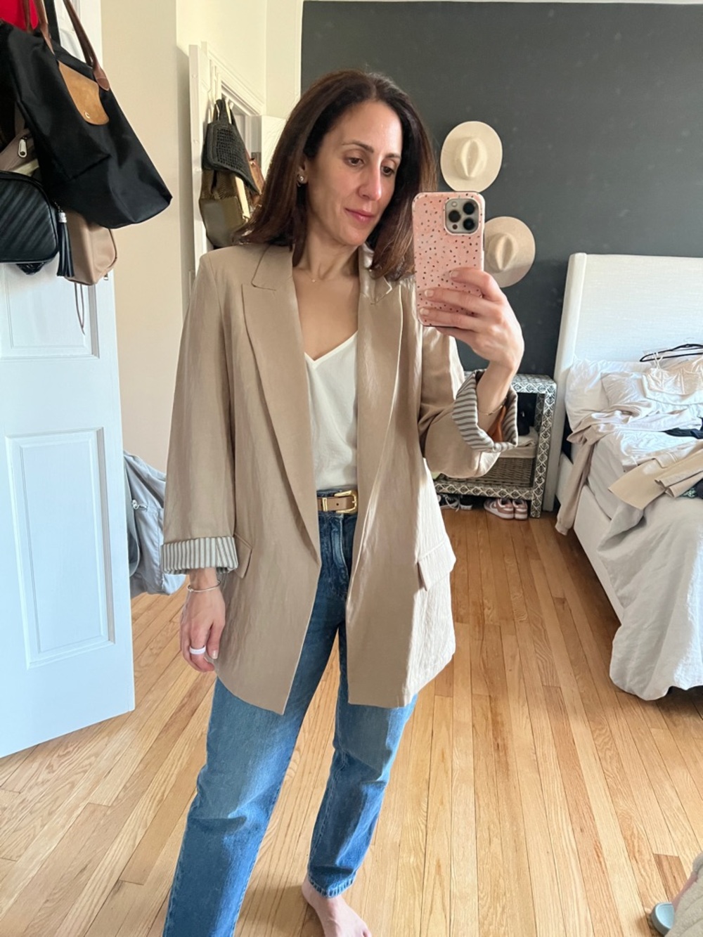 Zara Light Beige Oversized Women's Blazer
